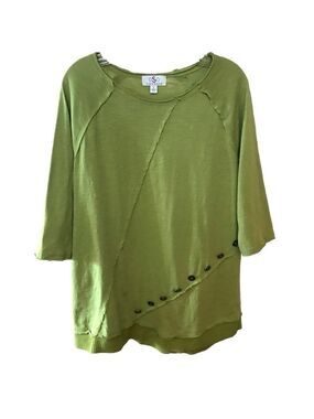 OSO Raw Seam 3/4 Sleeve Crew Neck Cotton Top